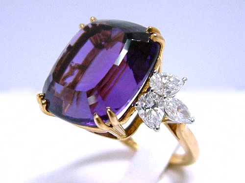 TIFFANY&CO 18K黃金 紫水晶 造型鑽戒 女用